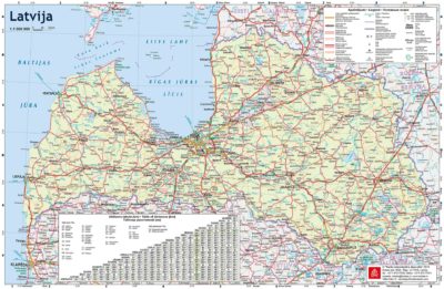 Latvija Maza Autocelu Karte Karsu Izdevnieciba Jana Seta