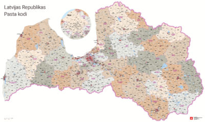 Latvijas pasta kodu karte