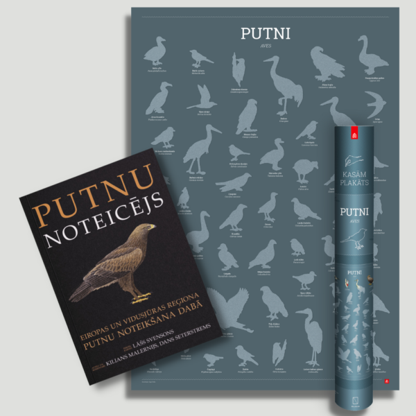 Putnu grāmata+kasāmplakāts Latvijas putni