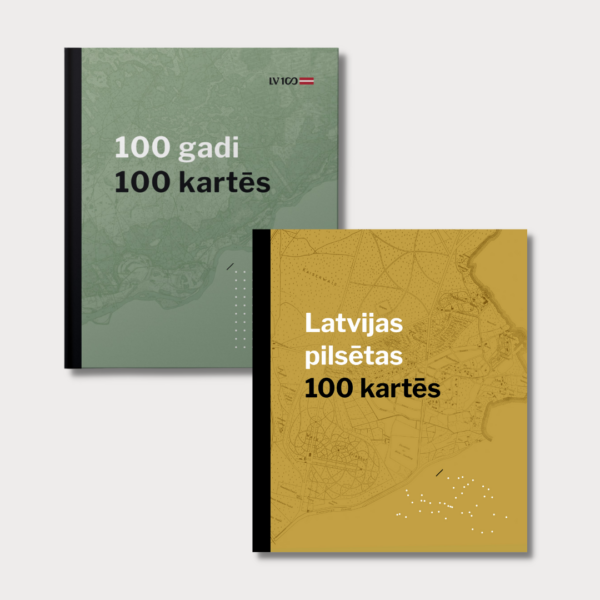 Grāmatu komplekts "100 gadi 100 kartēs" un "Latvijas pilsētas 100 kartēs"