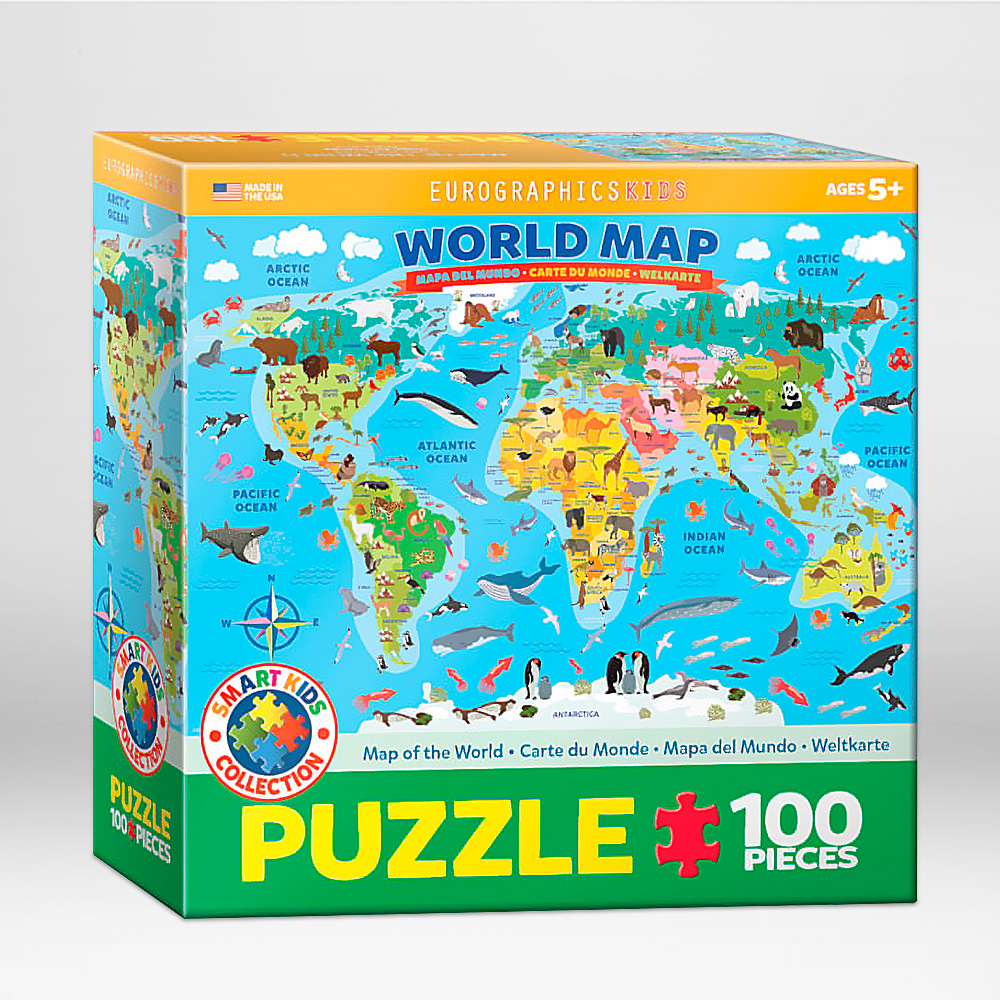 Ilustrated Map of the World. Puzzle (in English)