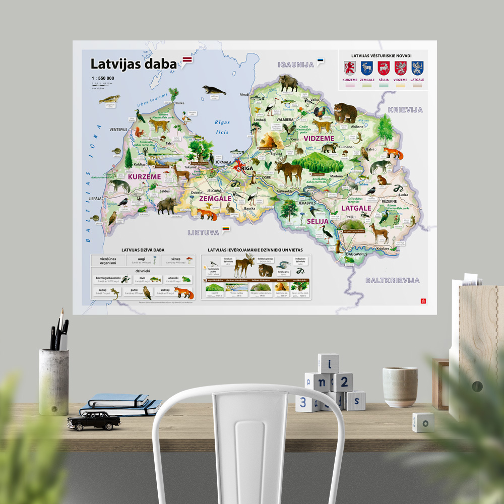 Latvijas daba. Sienas karte